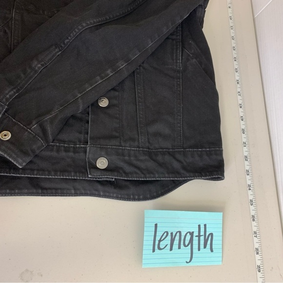 Levi's Black Button Front Hidden Hoodie Denim Jacket Size Small - Picture 8 of 9